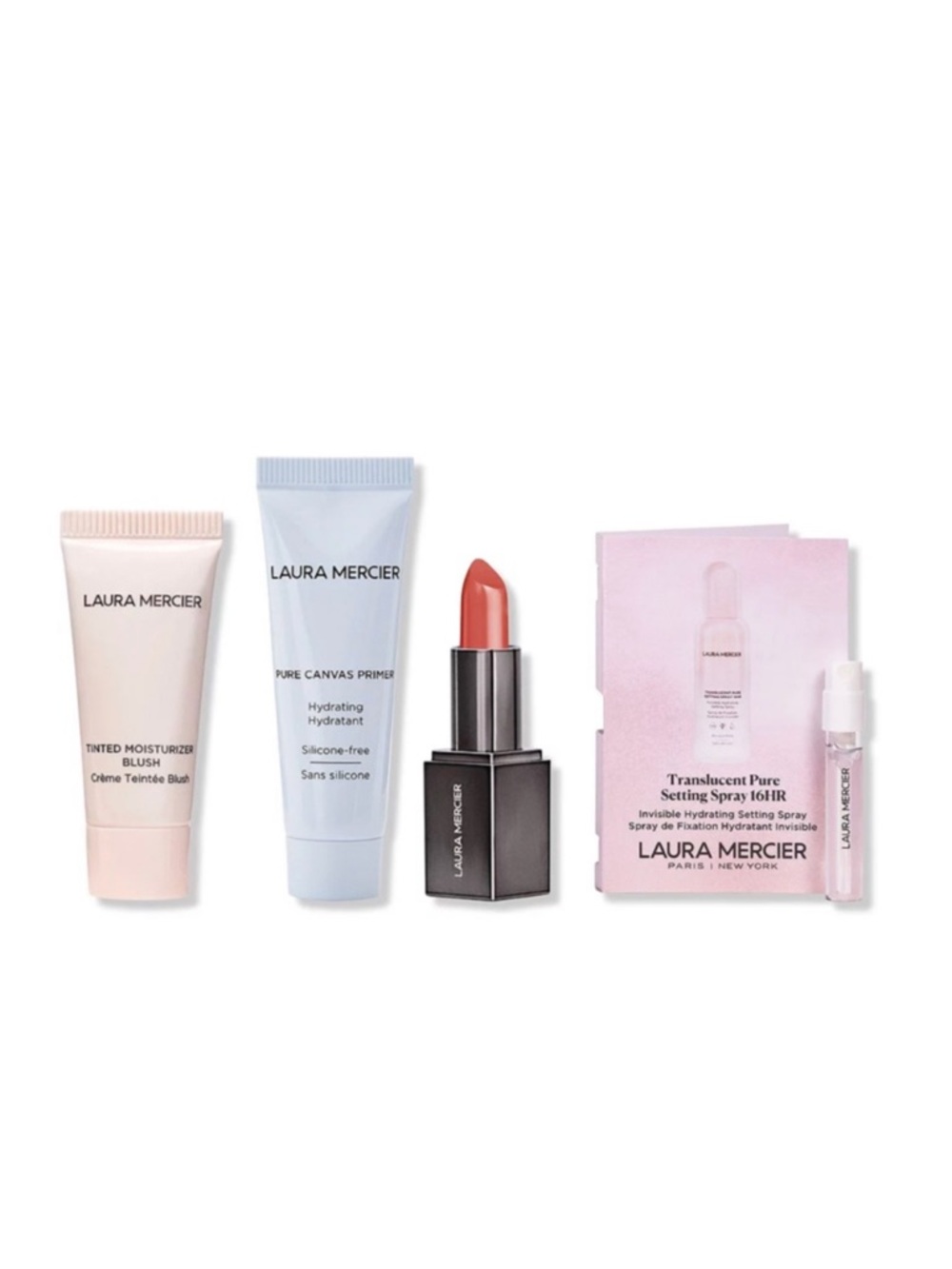 LAURA MERCIER ULTA BEAUTY BREAK 4p $50 Primer Blush Lipstick Setting Spray